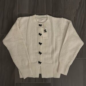 Bow Button Panel Cardigan